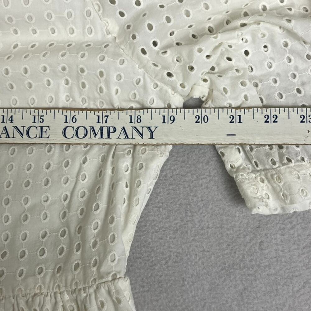 A New Day Midi Dress Large White Eyelet Puff Sleeve Lined Romantic Cotton A-Line - Picture 5 of 6